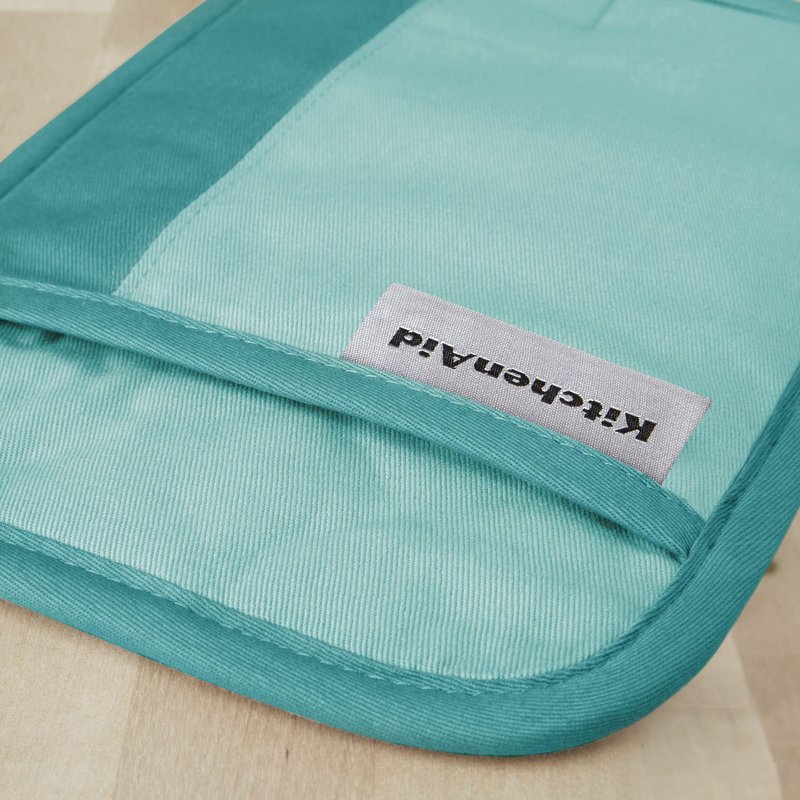 KitchenAid Beacon Two-Tone Non-Slip Pot Holder Set, Aqua Sky, 7"x10", 2 Piece