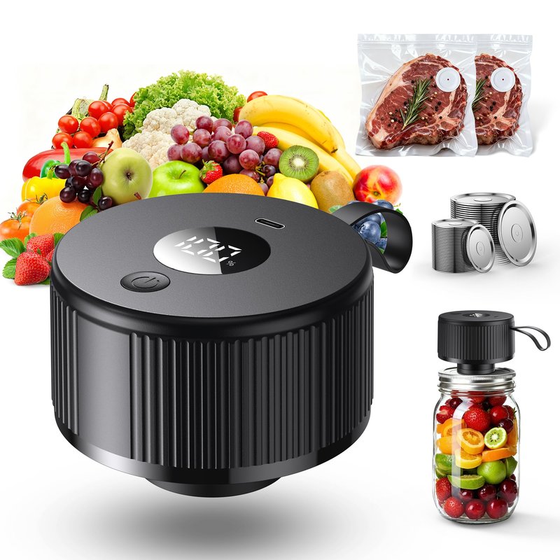 Auletor Electric Mason Jar Vacuum Sealer, [2026 Upgraded] One-Piece Handheld Vacuum Sealer Kit for Wide & Regular Mouth Jars, Portable Cordless Sealer for Food Storage, Homesteading & Meal Prep