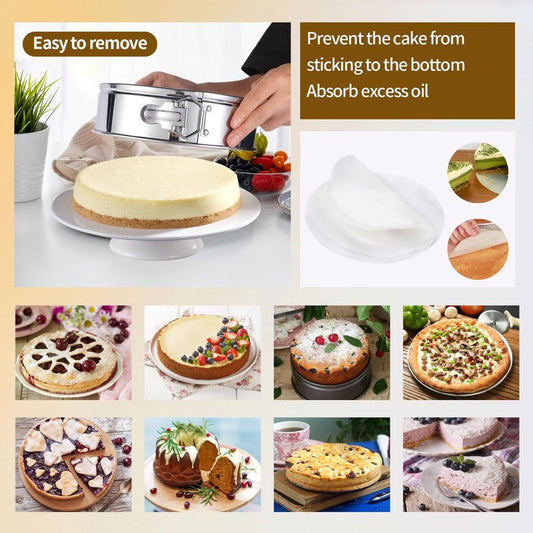 OYAOL 9 Inch Springform Pan - 304 Stainless Steel Nonstick Springform Cake Pan with Removable Bottom, 10 Inch Silicone Leakproof Cheesecake Pan Protector with Parchment Paper