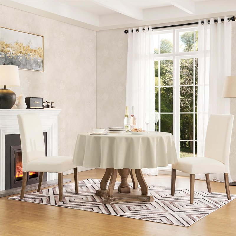 Veblandy Tablecloth Linen Textured Waterproof & Stain Resistant Table Cloth Wrinkle Free Decorative Fabric Farmhouse Table Cover for Dining/Party/Buffet/Wedding, 60 x 60 Inch, White