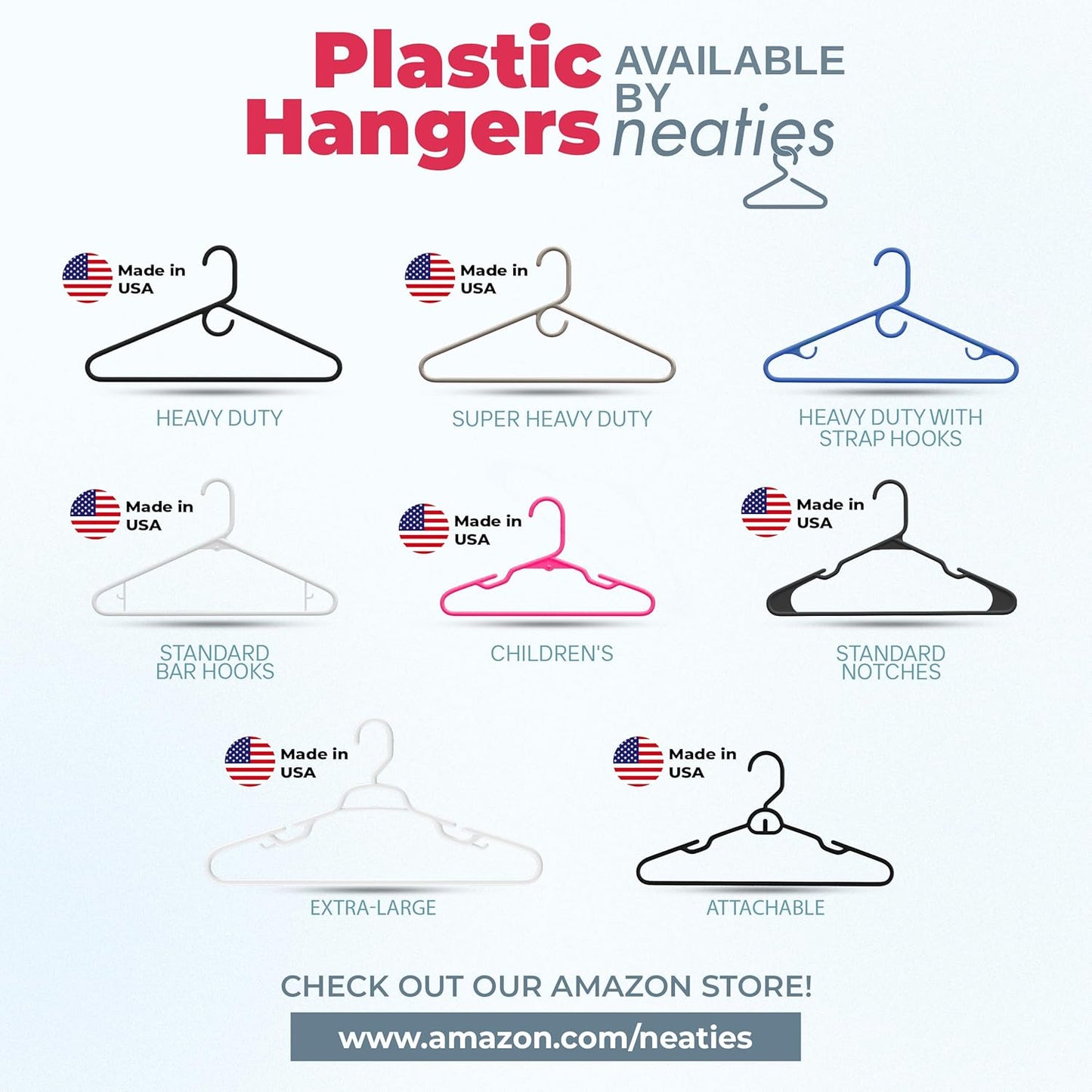 Neaties Heavy Duty Clothes Hangers - 18 Pack | 8lb Capacity Plastic Hangers for Adult Clothing - Durable White