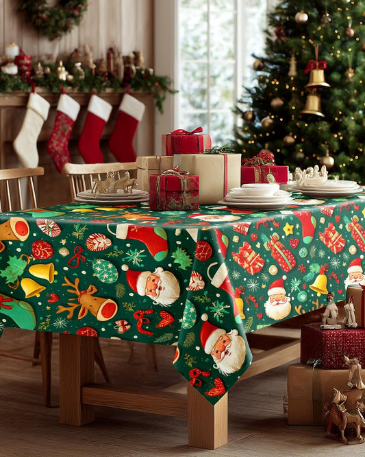 Pureegg Plastic Table Cloth Disposable 10 Pack, 54 x 108 Inch Table Cloths for Parties, Decorative Tablecloths for Rectangle Tables, Christmas Tablecloth Plastic, Leakproof & Sturdy, Christmas Green
