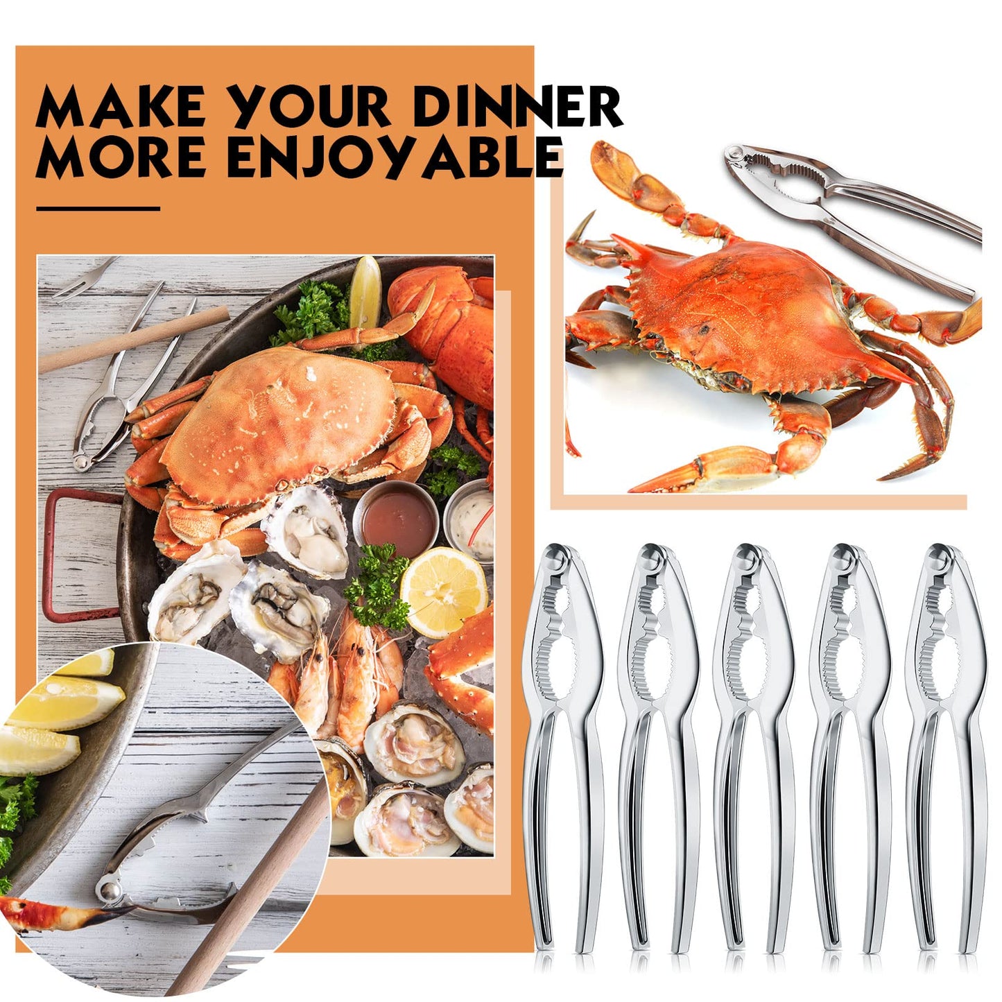 Zhehao 30 Pack Nut Crackers Tool Bulk Crab Crackers and Tools Heavy Duty Crab Leg Claw Crackers Opener Tool for Nuts Shellfish Seafood Home Restaurant Kitchen Crumbled Tools (Silver)