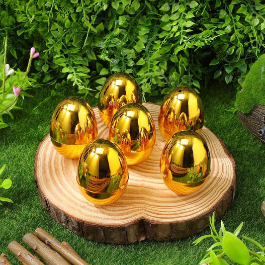 MAGICLULU 12pcs Bright Gold Easter Eggs, Fillable Plastic Empty Gold Egg for Hunt Basket Stuffers, Classroom Prizes Easter Party Decor, Easter Eggs Hunt Basket Stuffers Fillers