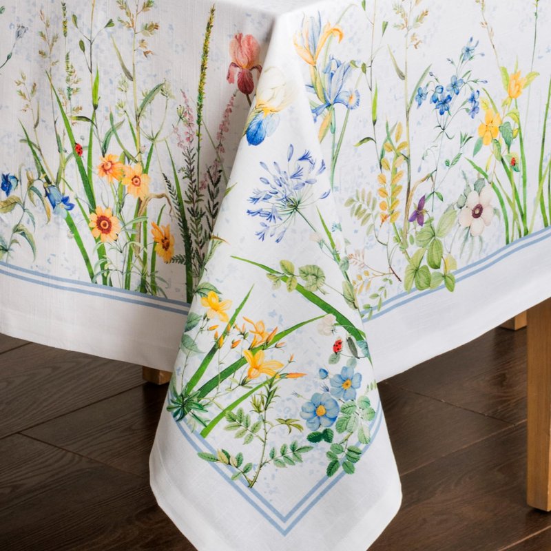 Maison d' Hermine Table Cloth Rectangle Table 100% Cotton 70 x 120 Inches Tablecloth Reusable Decorative for Dining Kitchen Room Farmhouse Home Gifts for Mothers Day Spring Summer - Fleurs De Mai