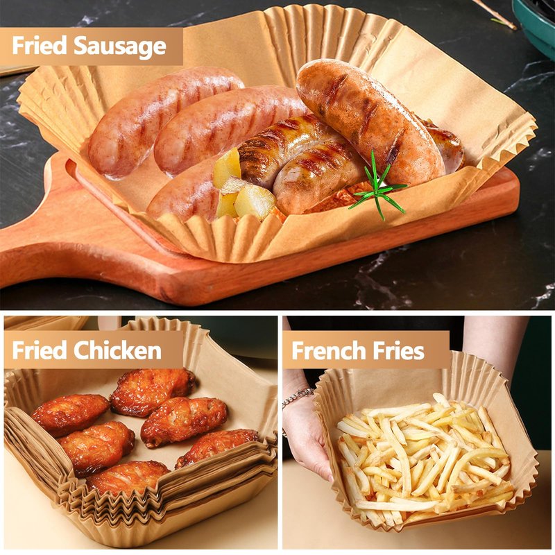10 Inch Air Fryer Paper Liners, 150Pcs Air Fryer Liner Disposable, Oil-Proof & High-Temperature Resistant Parchment Baking Paper for Air Fryer, Microwave and Oven（Bottom Is 9 Inch）