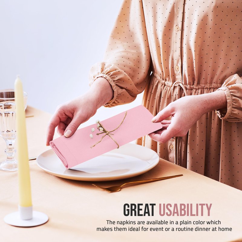 Utopia Home Pink Cloth Napkins (12 Pack, 20x20 Inches), Ideal Dinner Napkins for Party, Wedding and Lunch/Dinner