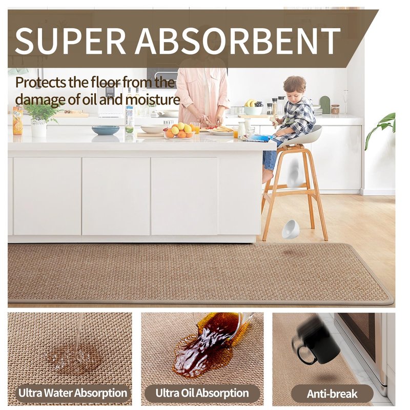 YDKGL Kitchen Rugs and Mats Non Slip Washable, Absorbent Runner Rugs for Kitchen, Front of Sink, Kitchen Mats for Floor，Easy to Clean and Maintain Kitchen Floor mat(Brown, 17"x30")