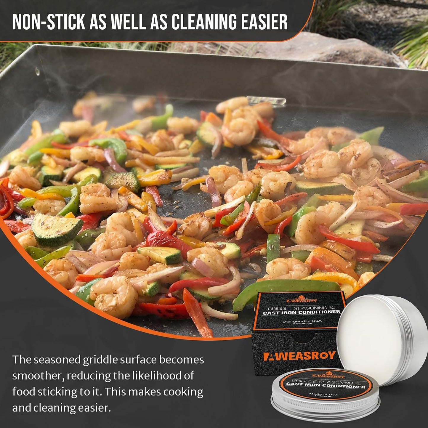 AWEASROY Griddle Seasoning Conditioner - 7 OZ Food Safe Kit with Rust Remover for Blackstone & Cast Iron