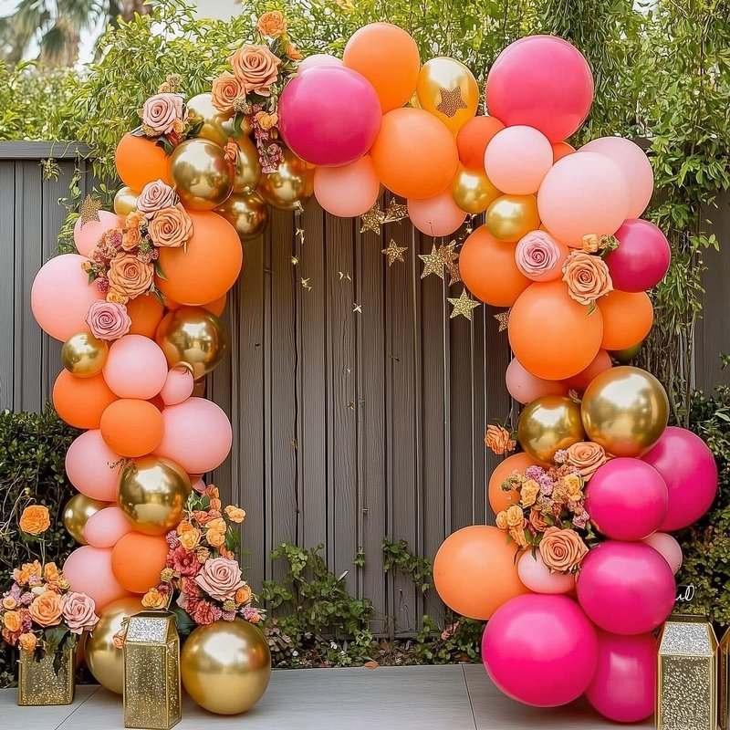 RUBFAC 129pcs Orange Balloons Different Sizes 18/12/10/5 Inches, Burnt Orange Fall Balloon Arch Kit Garland for Halloween Thanksgiving Party Baby Shower Birthday Decoration