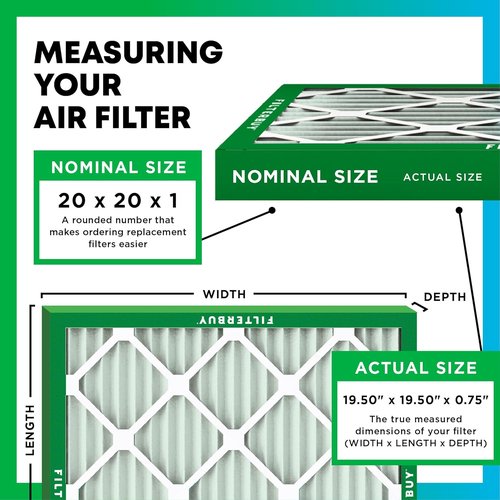 Filterbuy 20x20x1 Air Filter - MERV 11 Pet & Allergy Defense | 6-Pack Electrostatic Pleated HVAC Filters (Actual Size: 19.5 x 19.5 x 0.75)