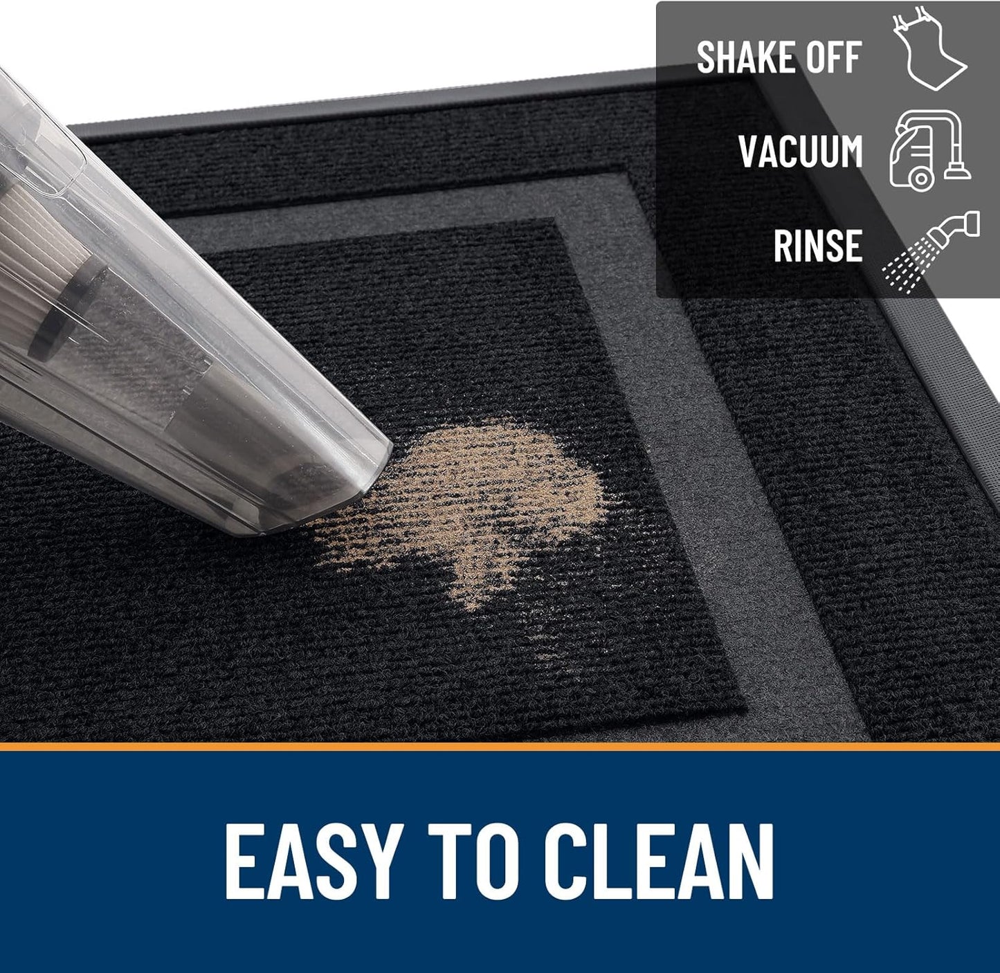 OLANLY Waterproof Front Door Mat - All-Season, Sturdy Natural Rubber, Easy Clean | 29.5x17, Black
