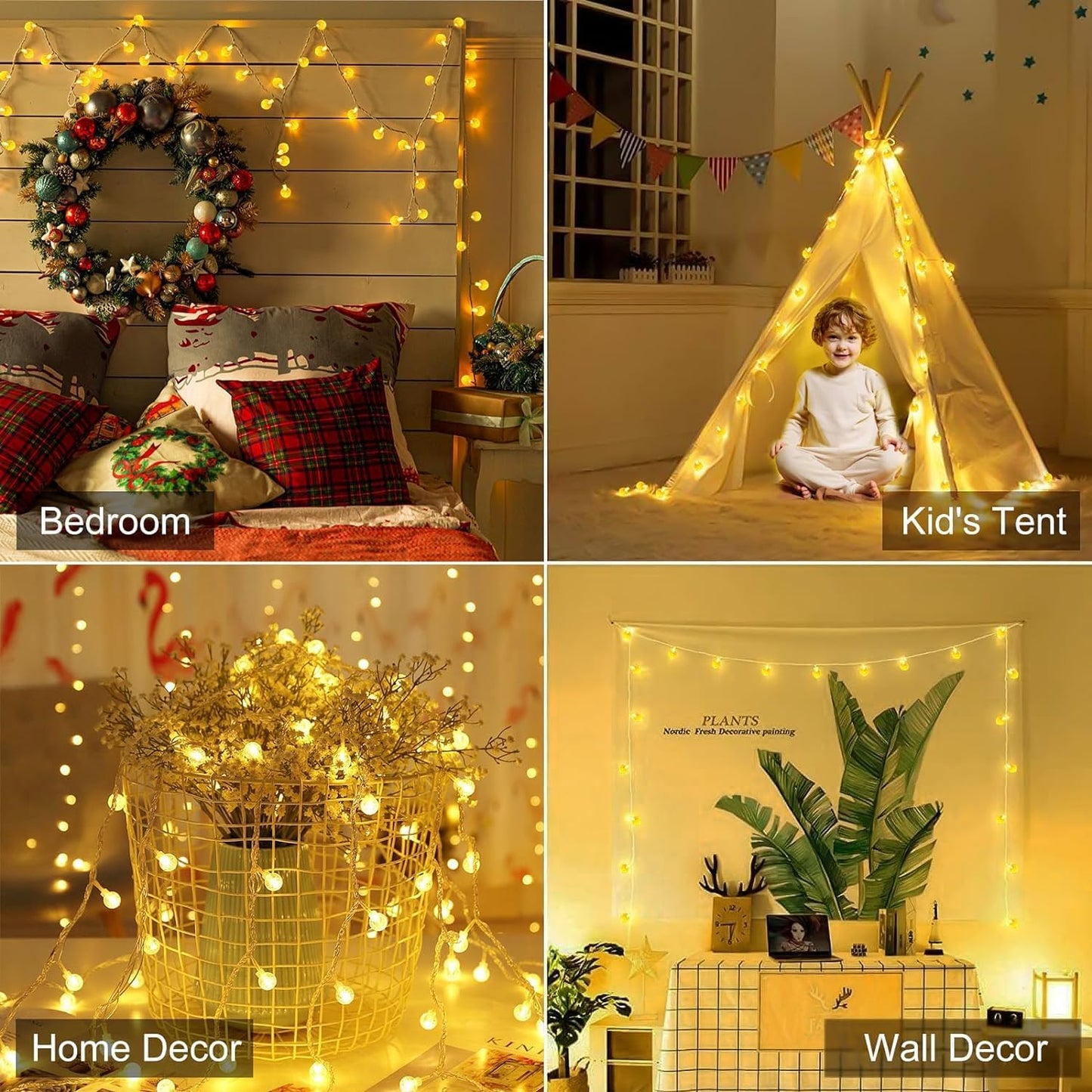 Minetom Crystal Globe String Lights - 30 LED Battery Operated Fairy Lights with Remote, 17 ft, Waterproof for Indoor/Outdoor Decor