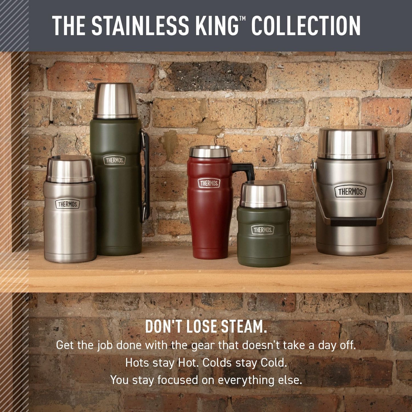 THERMOS Stainless King Travel Mug - 16oz Vacuum-Insulated, Midnight Blue | Leak-Proof & Sweat-Proof Design for Hot & Cold Drinks