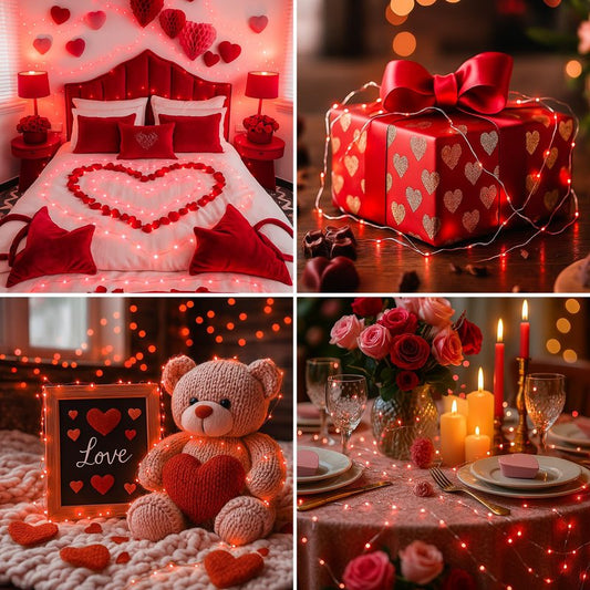 6 Pack Fairy Lights Battery Operated - 7ft 20 Led Twinkle Lights 3 Modes, Bulk Mini String Lights Waterproof for Mason Jars Vases DIY Party Wedding Decoration Christmas - Red