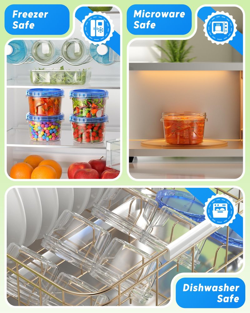 BiuLeon 6 Pack-17oz Freezer Storage Containers, Plastic Food Storage Containers with Twist Top Lids, BPA Free and Reusable Soup Containers with Lid, Microwave and Dishwasher Safe