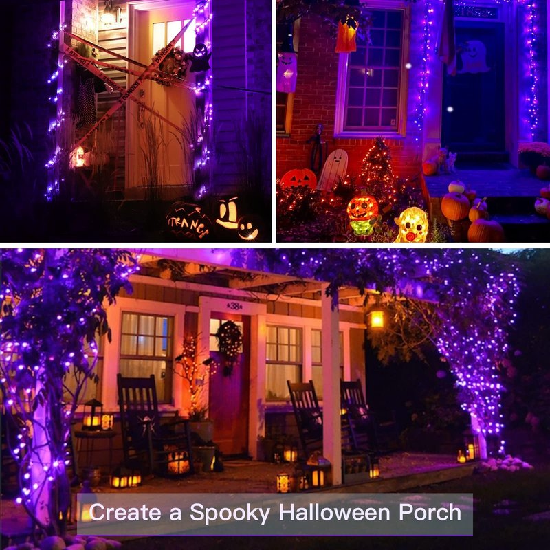 suddus Hallowee Fairy Lights Battery Operated, 33ft 100 LED Fairy Lights with Remote, Purple String Lights for Outside, Porch, Home, Backyard, Window, Yard, Garland, Party Decorations