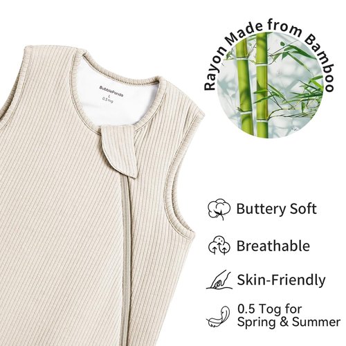 BubblePanda Bamboo Sleep Sack - Supersoft 0.5 Tog Toddler Wearable Blanket | 18-24 Months, Lightweight & Breathable