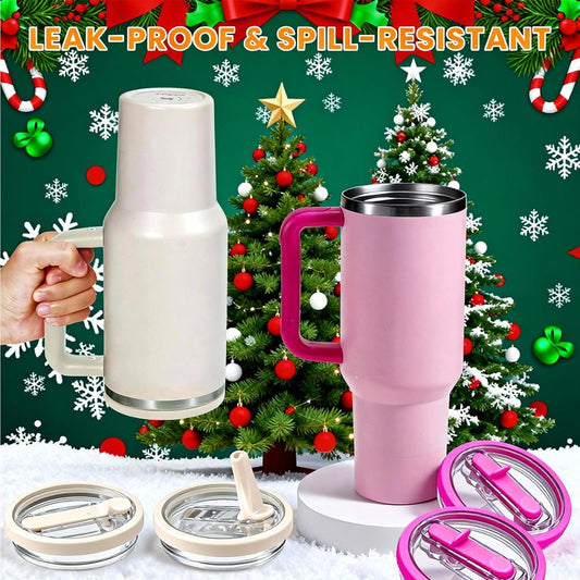 ANTAND 40oz Flip Straw Leak Proof Lid for Stanley H2.0 Quencher Protour Tumbler, 2 Pack Spill Proof Lid Replacement Straw Cover Top for 40 OZ Stanley Cup Accessories (Beige,Black)