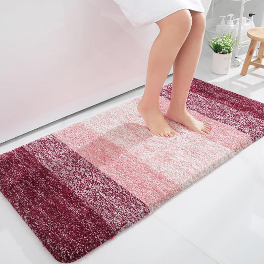 OLANLY Large Bath Rug Mat - Extra Soft Microfiber with Rubber Backing | Quick Dry, Machine Washable, 40x24, Red