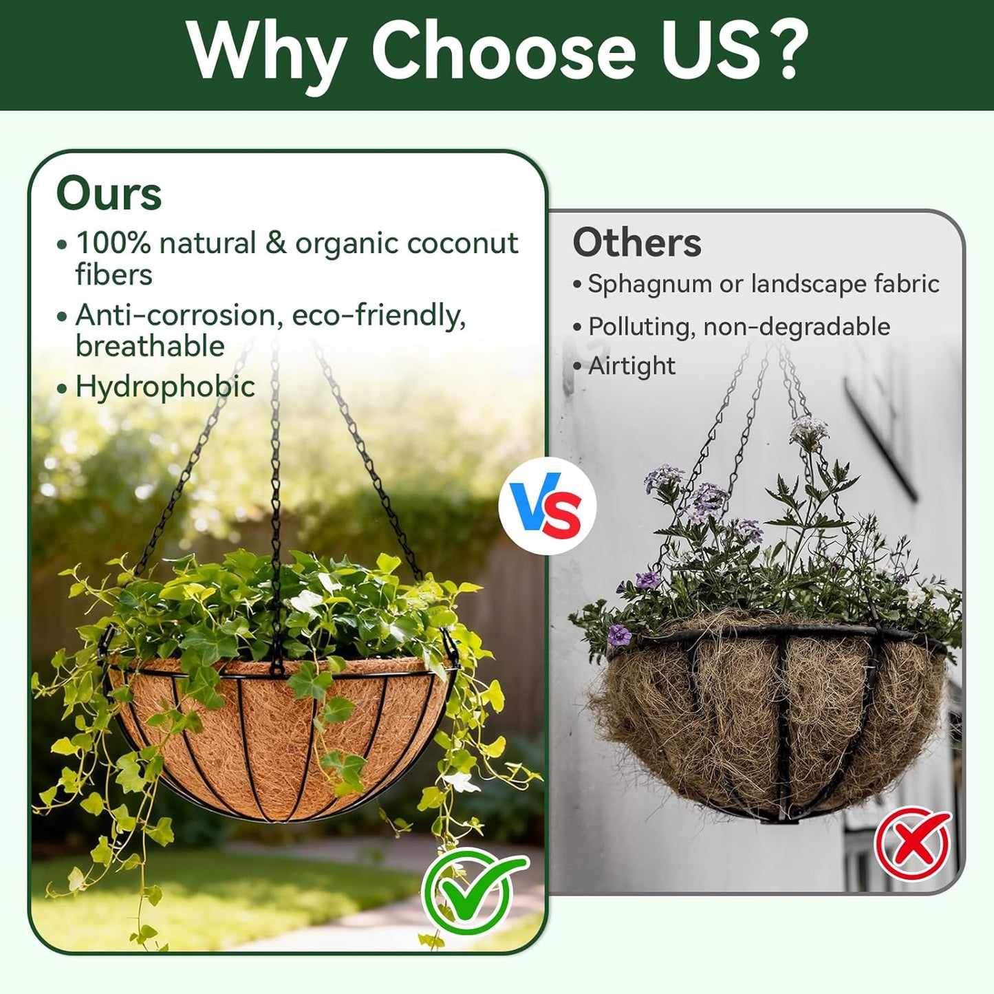 ZeeDix Coconut Liners - 10 Inch Round Coir Replacement for Planters | Ideal for Flowers & Vegetables