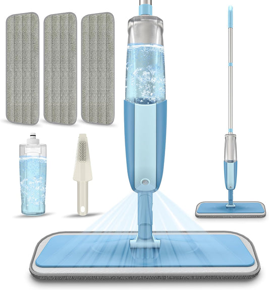 MEXERRIS Floor Mop - Spray Wet Mop for Hardwood Cleaning | 3 Washable Pads for Versatile Use
