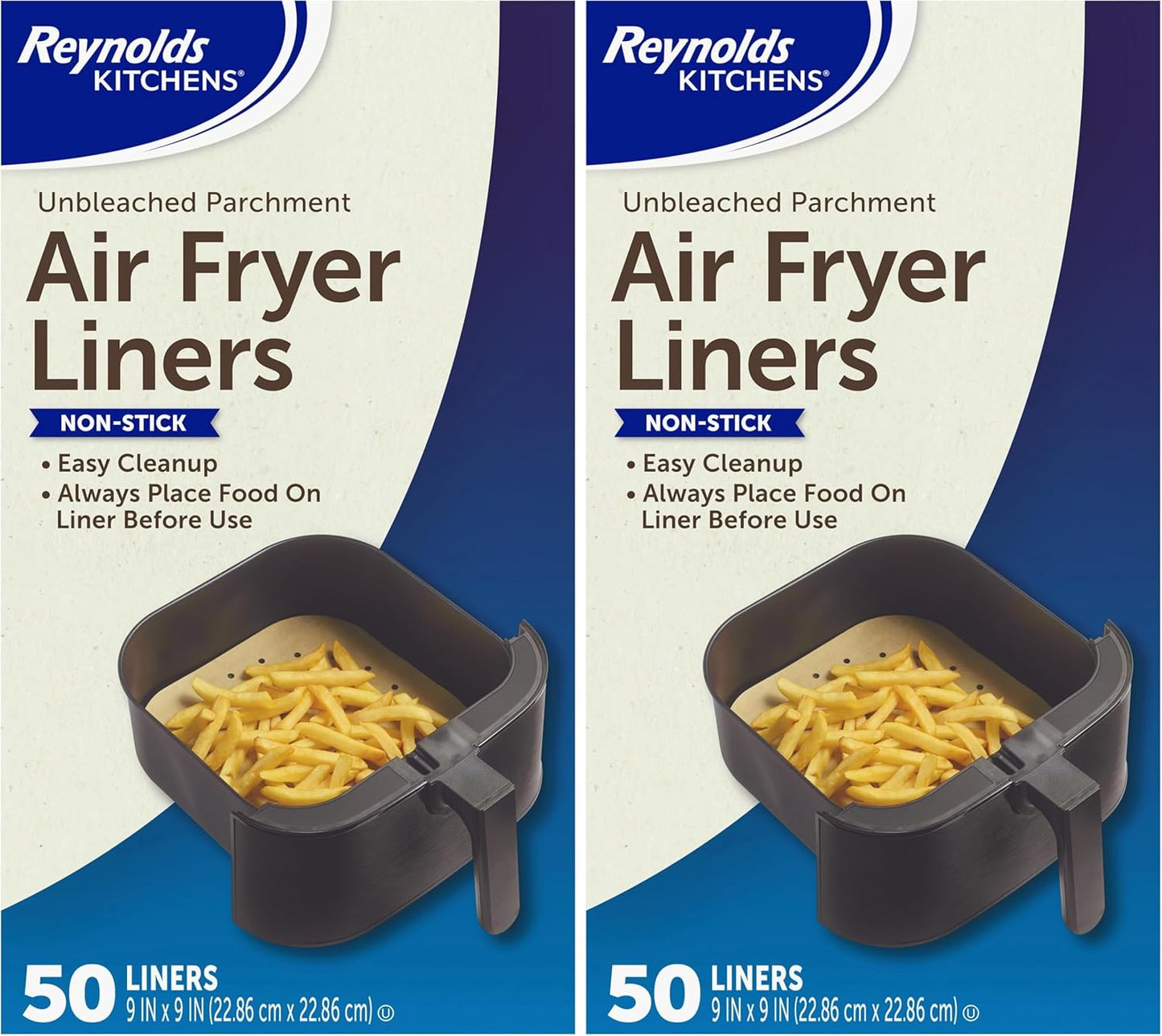 Reynolds Kitchens Air Fryer Liners - Disposable Unbleached Parchment Paper Sheets, 100 Count