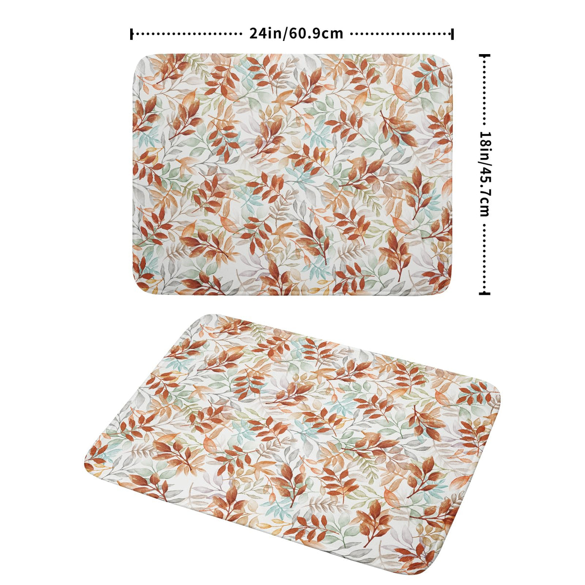 Fall Dish Drying Mat for Kitchen Counter 18x24 Burnt Orange Leaves Autumn Harvest Theme Thanksgiving Absorbent Reversible Microfiber Drying Mats Kitchen Countertop Protector Dishes Drainer Pad