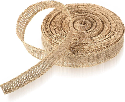 Skiennix 1-Inch Wide Burlap Ribbon - 20 Yards of Natural Jute Fabric for Crafts, Gift Wrapping & Decorations