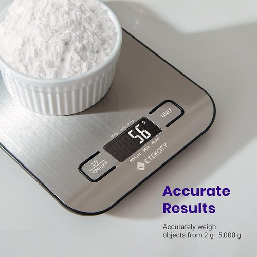 Etekcity Digital Food Scale - Accurate Grams & Ounces Measurement for Cooking & Meal Prep | Medium 304 Stainless Steel