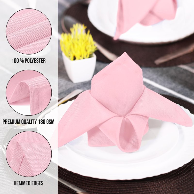 Utopia Home Pink Cloth Napkins (12 Pack, 20x20 Inches), Ideal Dinner Napkins for Party, Wedding and Lunch/Dinner