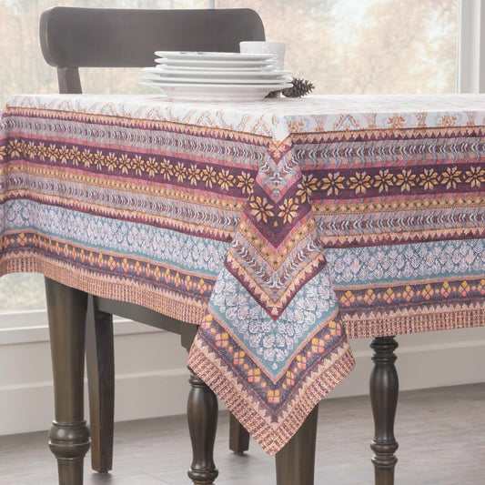 Maison d' Hermine Table Cloth Square Table 100% Cotton 60 x 60 Inches Fall Tablecloth Reusable Everyday Use for Thanksgiving Christmas Decorations Dining Farmhouse Party (Fair Isle)
