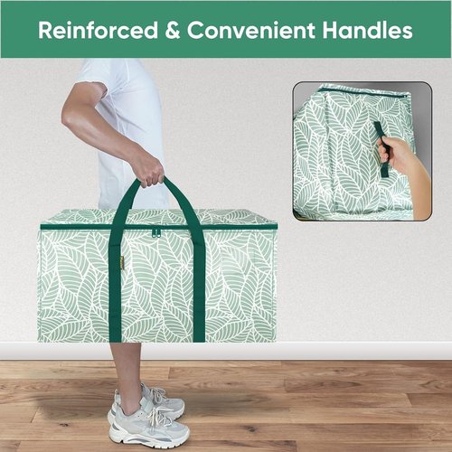 BALEINE 8-Pack Heavy-Duty Moving Bags - Oversized Storage Totes with Reinforced Handles (Antique Foliage)