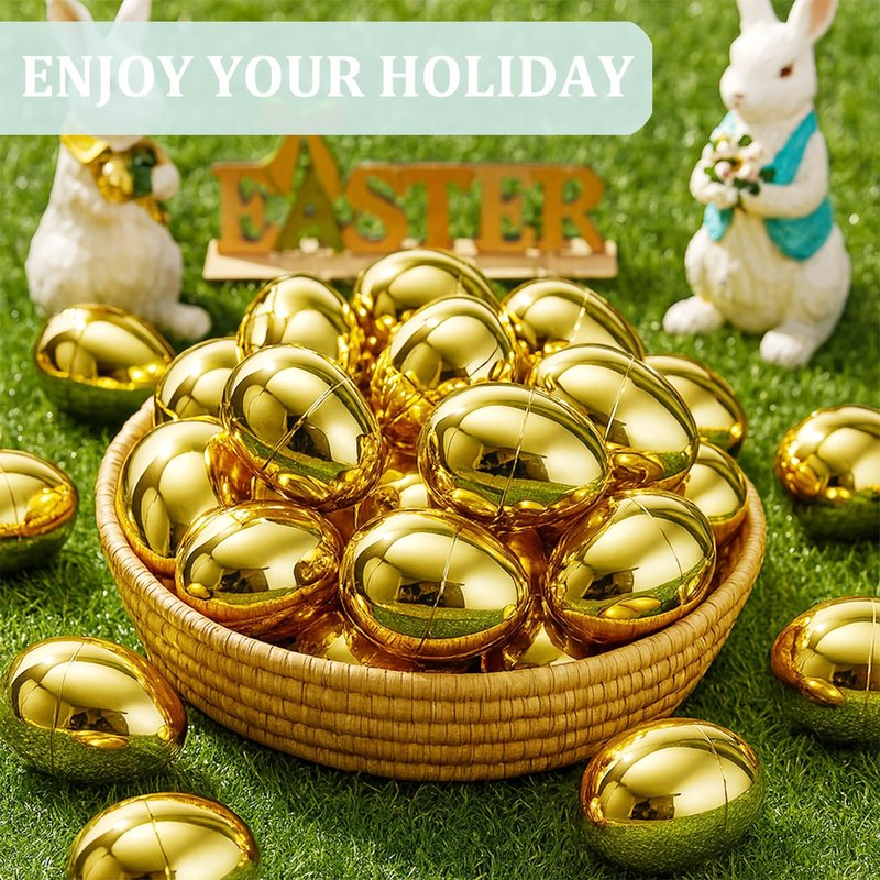 Celmuron Golden Easter Eggs 30 Pack, 2.36'' Fillable Plastic Eggs for Easter Egg Hunt, Basket Stuffers, Party Favors & Holiday Decorations