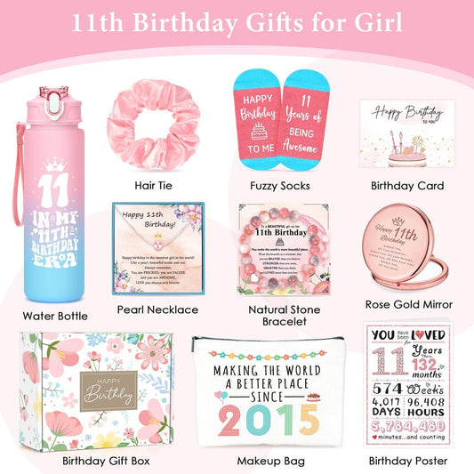 11 Year Old Girl Birthday Gifts For 11 Year Old Girl Gift Trendy Stuff Popular Happy 11Th Birthday Gifts For Girls Cool 11Th Decoration Gift Ideas Trending Presents Good Things With Tumbler Canvas Bag