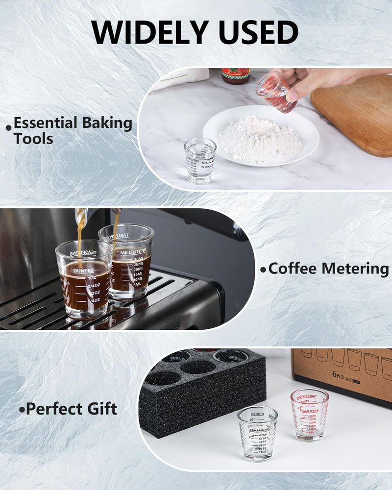 SAIAOKJ Shot Glasses Measuring Cup Set 2PACK Espresso Shot Glasses Liquid Heavy Glass 26-Incremental Measurement 1 OZ, 2 TBS, 6 TSP, 30 ML Kitchen Tools (Red)