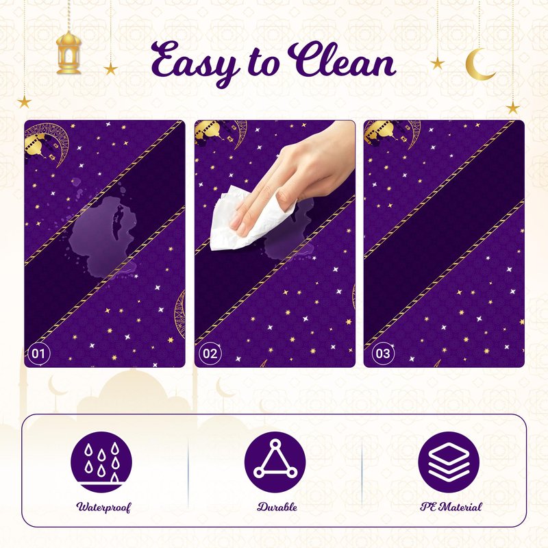 Childom 3 Pack Ramadan Table Cloth,Ramadan Decorations for Home,54" x 108" Eid Mubarak Decorations,Eid Ramadan Tablecloth Rectangular,Purple Plastic Table Cloth Disposable Table Cover for Party Favors