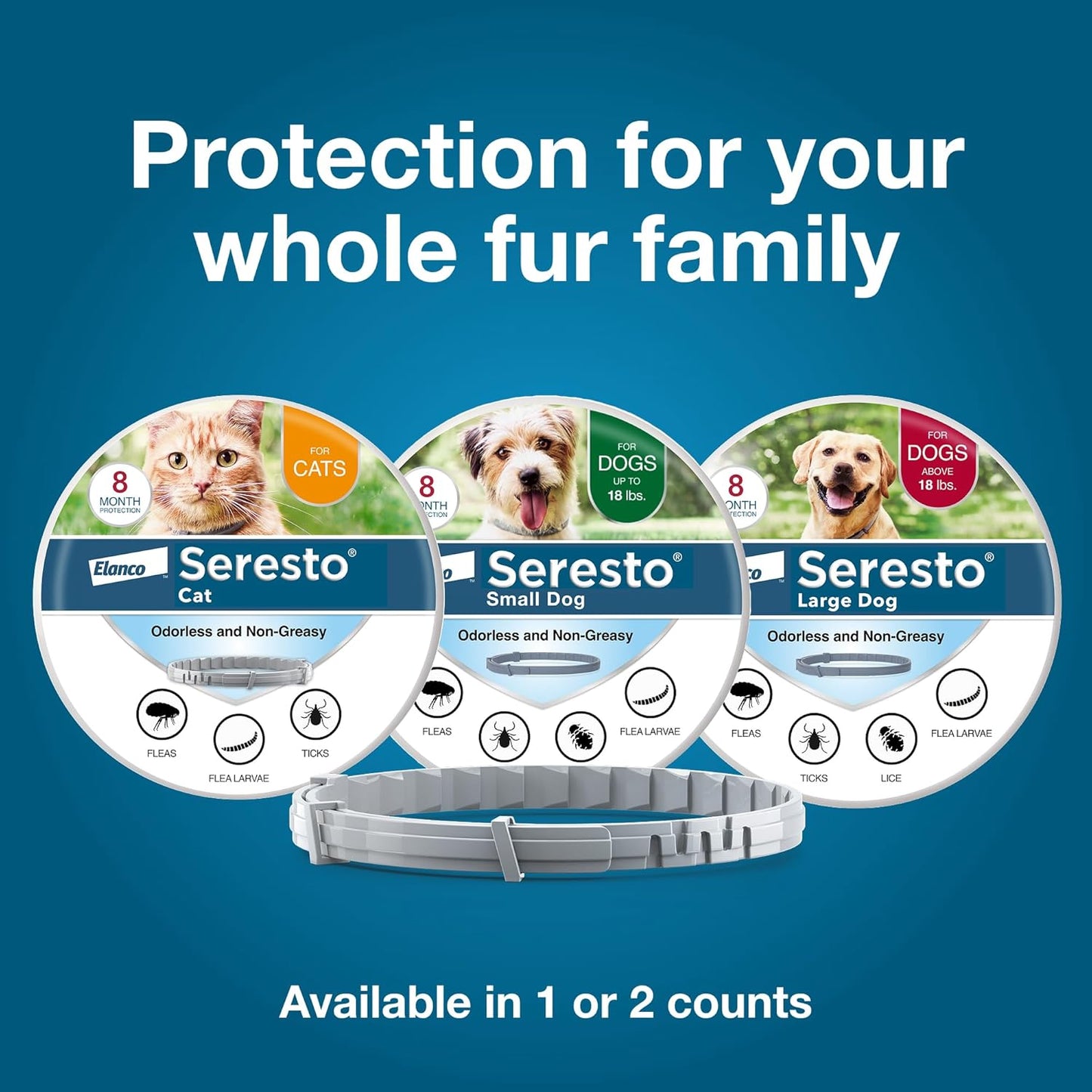 Seresto Flea & Tick Collar for Dogs Over 18 lbs - Vet-Recommended 8-Month Treatment & Prevention