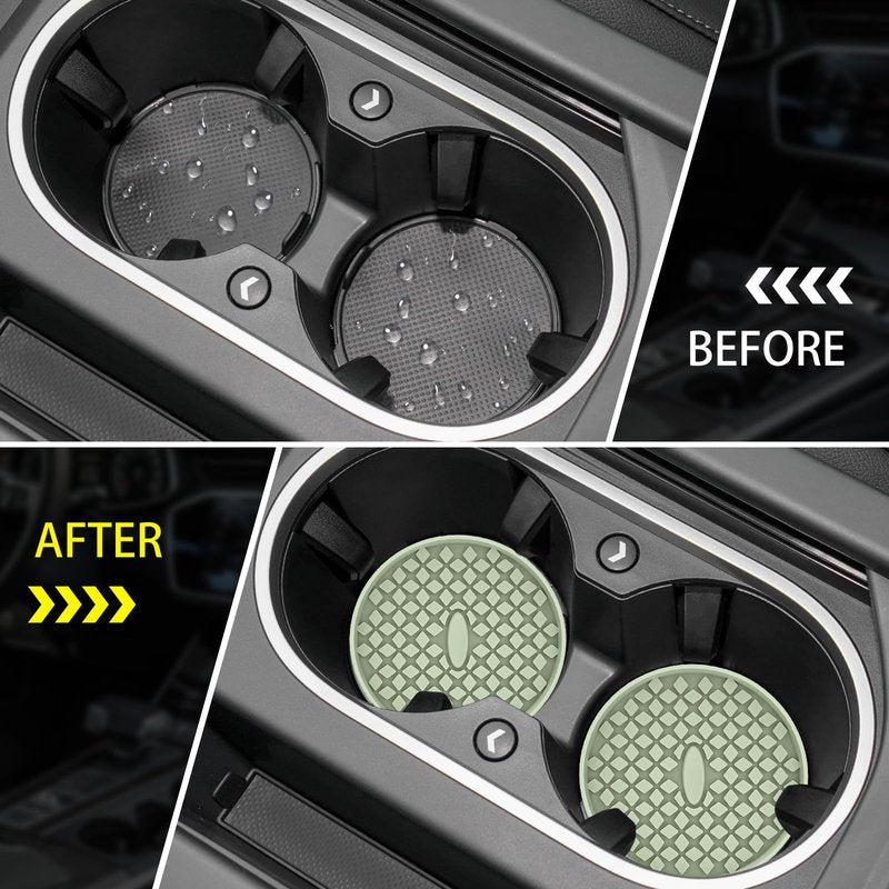 ME.FAN Car Cup Coasters [4 Pack] Silicone Car Coasters/Cup Mats, Non-Slip Recessed Car Interior Accessories Desert Sage