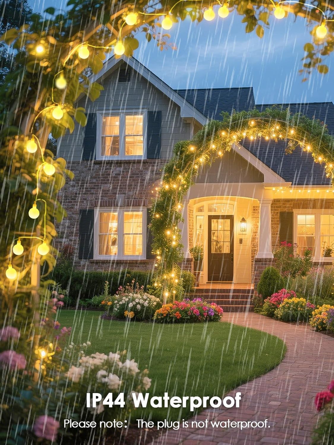LORRYTE 43FT Connectable Globe String Lights - 100 LED Warm White with Remote | 8 Modes for Indoor/Outdoor Decor