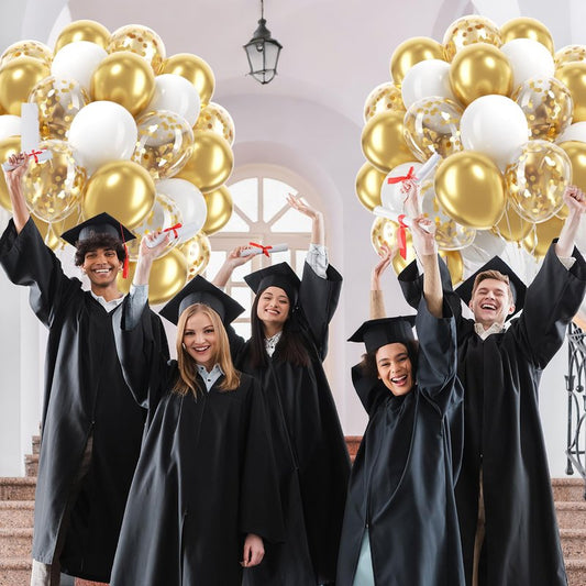 60pcs Gold and White Balloons 12inch, White and Gold Balloons with Metallic Gold Confetti Balloons for Graduation Wedding Engagement Birthday Party Decorations