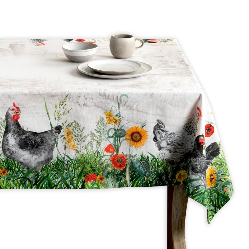 Maison d' Hermine Table Cloth Rectangle Table 100% Cotton 70 x 108 Inches Tablecloth Reusable Decorative for Dining Kitchen Room Farmhouse Home Gifts for Mothers Day Spring Summer - Basse Cour