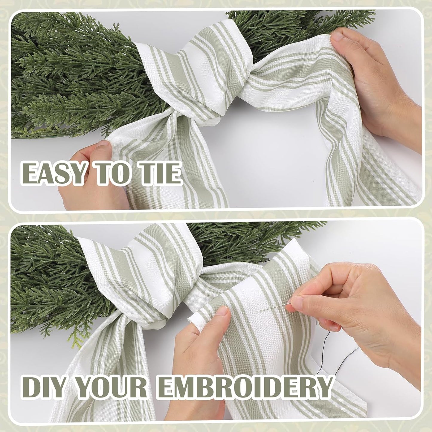 Boho Stripe Wreath Sash by [Brand Name] - 2 Pcs 60 Inch Blank Scarf for Rustic Home Decor | Perfect for Embroidery