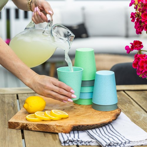 Grow Forward Premium Plastic Kids Cups - 13 oz Unbreakable Wheat Straw Cups for Kids - Non Toxic BPA Free Drinking Glasses for Water, Smoothie - Small Dishwasher Safe Kitchen Tumblers - Rainforest