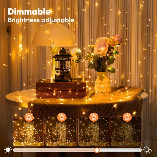 Ariceleo 1 Pack 16.4 Ft. Battery Operated Outdoor String Lights with Remote & Timer, LED Warm White Fairy Lights, Waterproof Twinkle Lights for Bedroom, Dorm, Mason Jar, Wedding, Party, Christmas