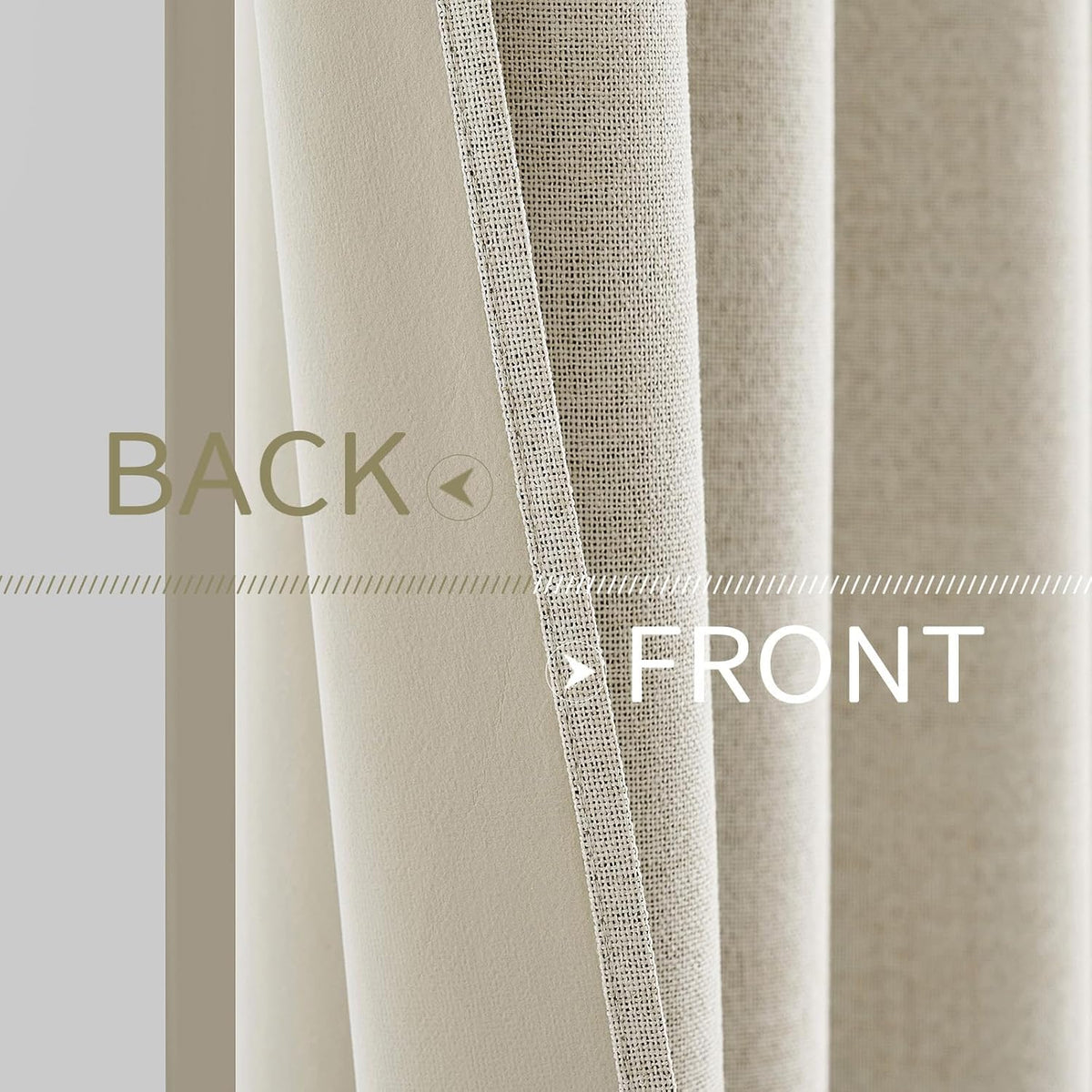 MIULEE 100% Blackout Linen Textured Curtains - Thermal Insulated Cream Drapes | Room Darkening 52 x 63 Inch (2 Panels)