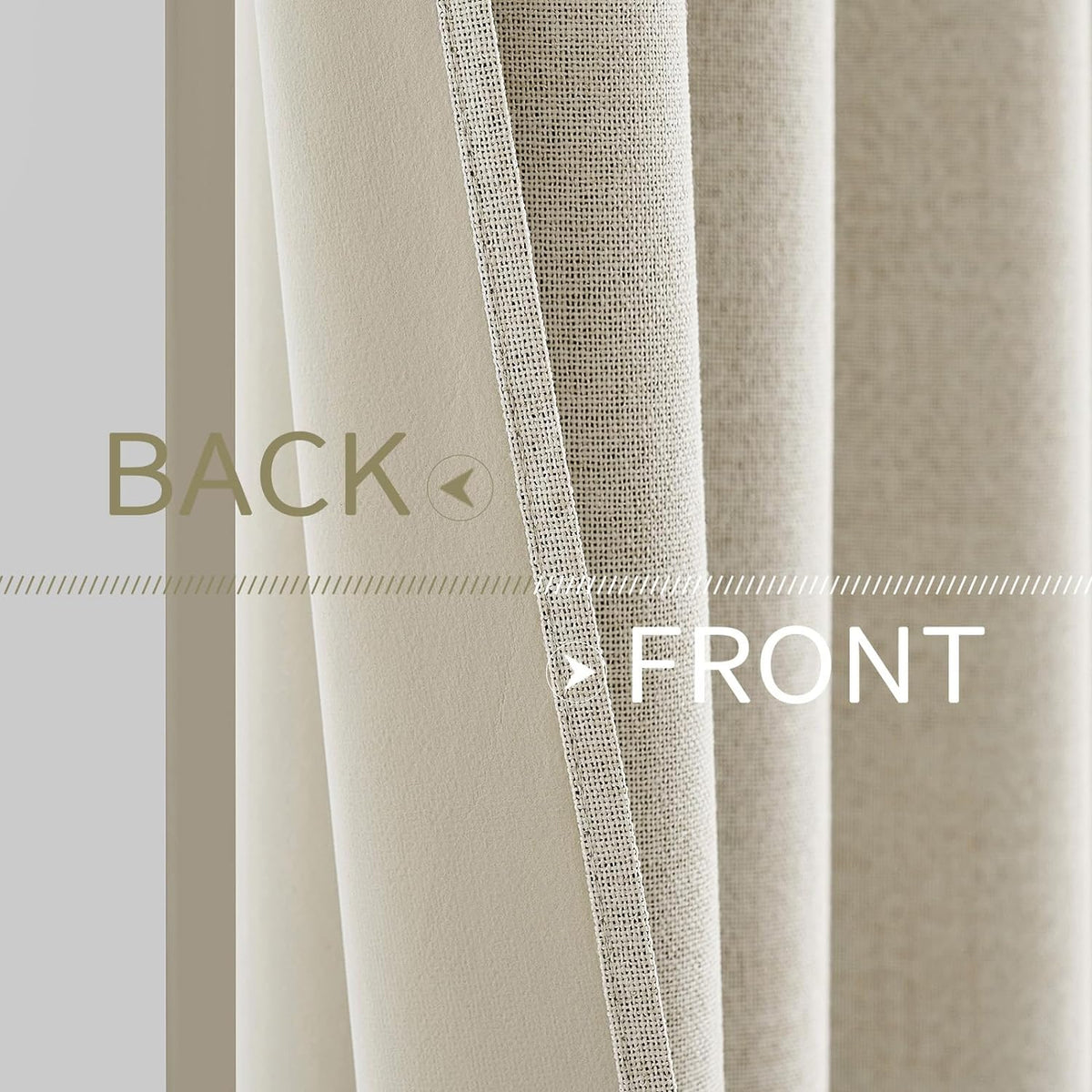 MIULEE 100% Blackout Linen Textured Curtains - Thermal Insulated Room Darkening Drapes | Cream, 52 x 45 Inch (2 Panels)