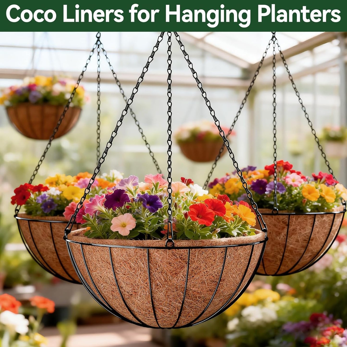 ZeeDix Coconut Liners - 10 Inch Round Coir Replacement for Planters | Ideal for Flowers & Vegetables