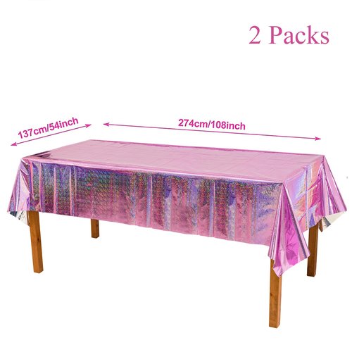 GREATRIL Pink Party Table Cloth Disposable Rectangle Tablecover for Birthdays Girls Princess Anniversary Celebration Tablecloth Decorations - 54'' x 108'' - 2 Packs