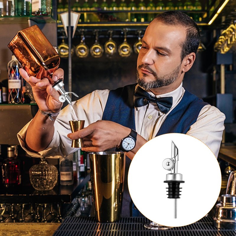 KoMvzyl 12 Pcs Weighted Stainless Steel Liquor Bottle Pourers Auto Flip Olive Oil Dispenser Spout Balsamic Alcohol Pourer Spouts